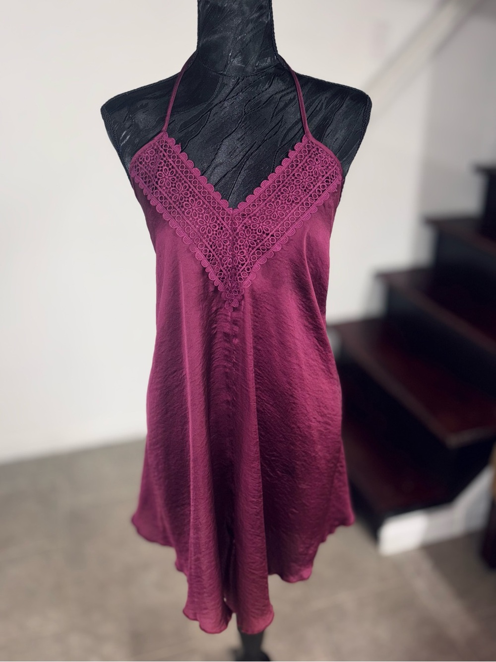 Band of Gypsies Burgundy Lace-Trim Slip Dress/Chemise size 8